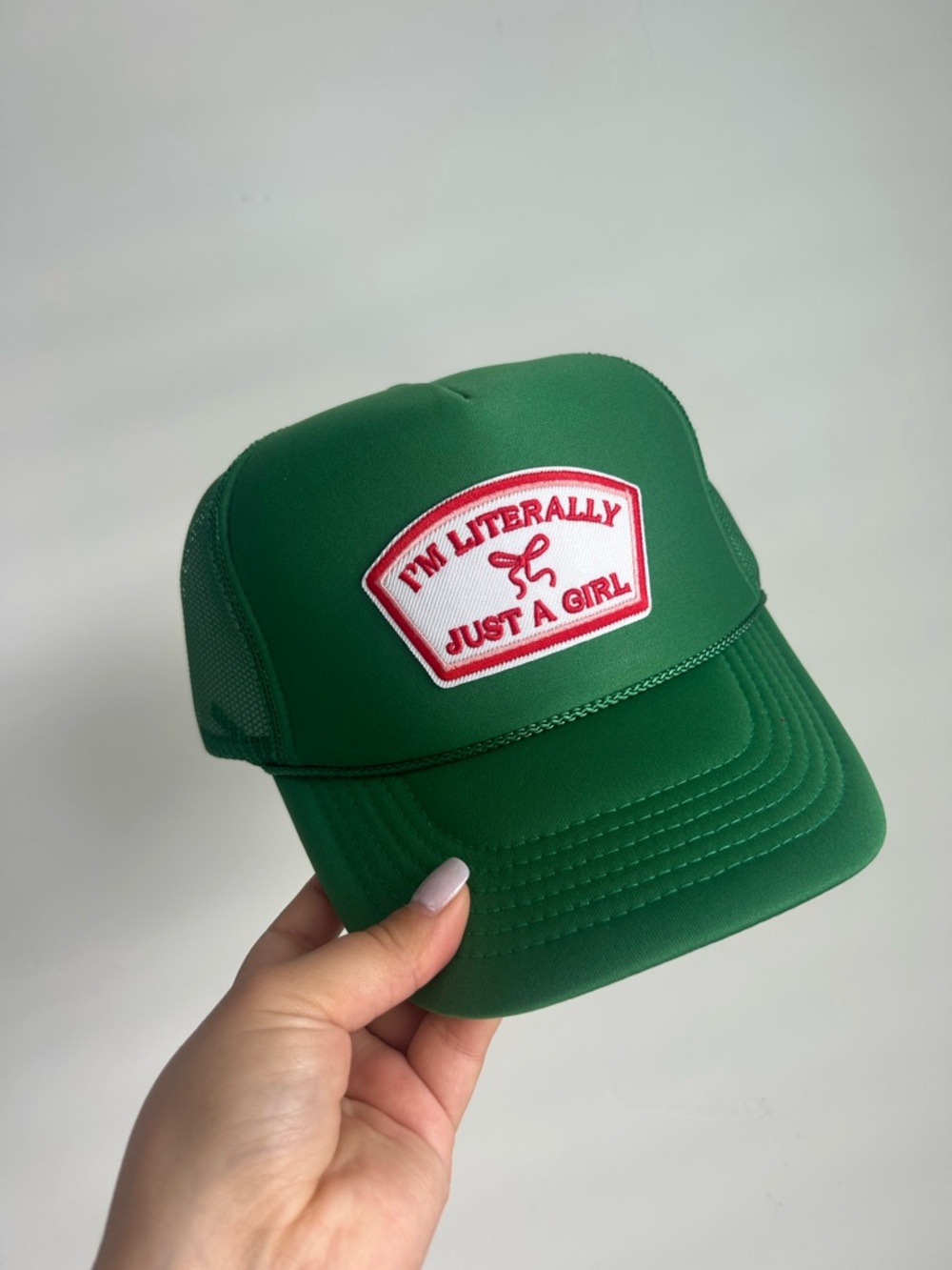 Green 'I'm Literally Just A Girl' Kids Trucker Hat